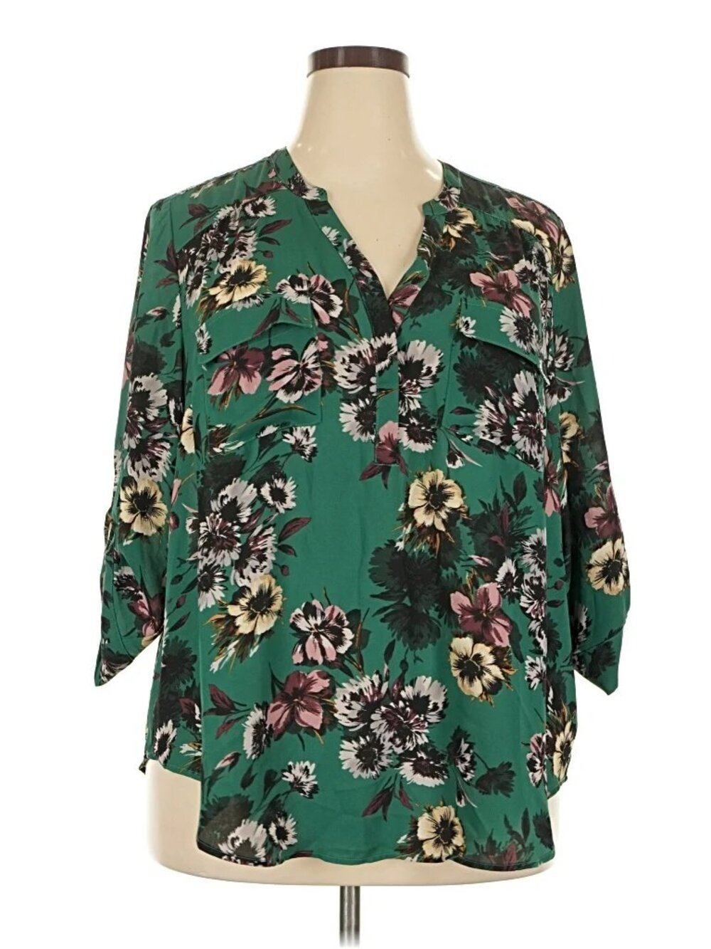 NWT Torrid Harper Floral Georgette Blouse 3X Green Plus Size